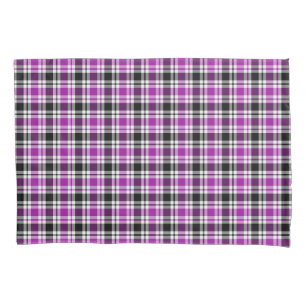 Bright Purple, Black, and White Plaid Pattern Pillowcase