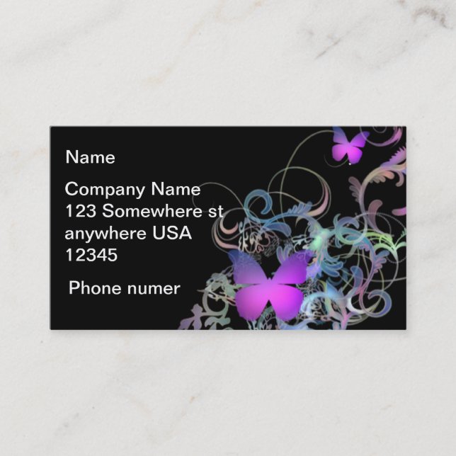 Bright Purple Butterflies Business Card (Front)