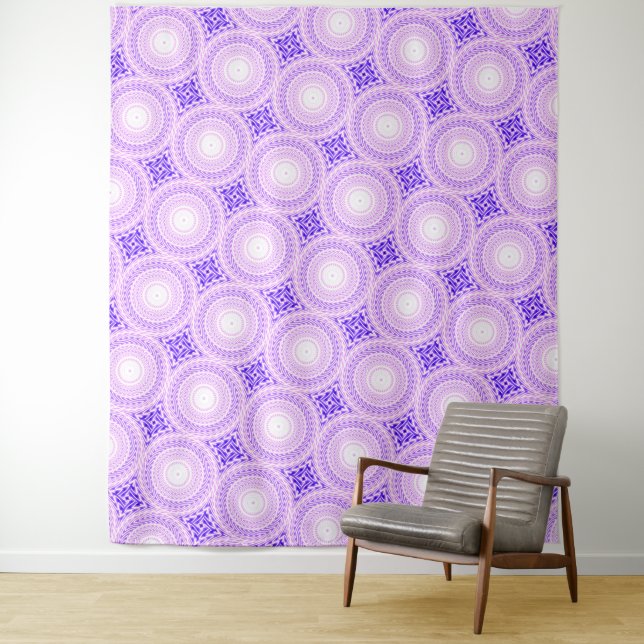 Bright purple circles pattern tapestry (In Situ)