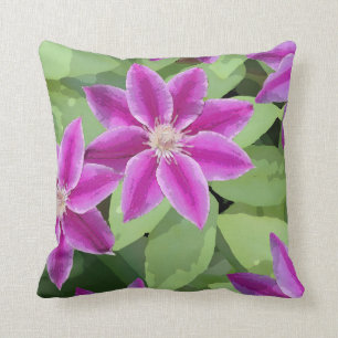 Bright purple Clematis square pillow