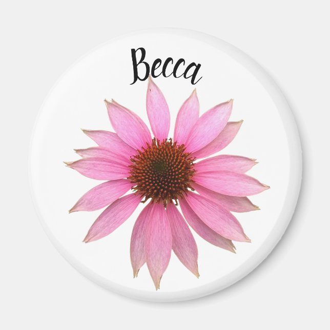 Bright Purple Coneflower Personalized Magnet (Front)