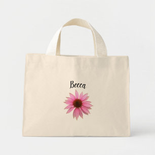 Bright Purple Coneflower Personalized Mini Tote Bag