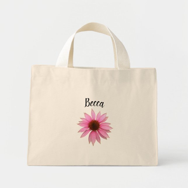 Bright Purple Coneflower Personalized Mini Tote Bag (Front)