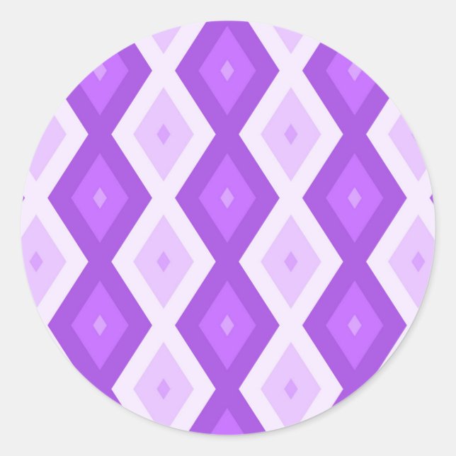 Bright purple diamond pattern classic round sticker (Front)