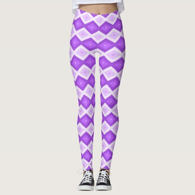 Bright purple diamond pattern leggings (Front)