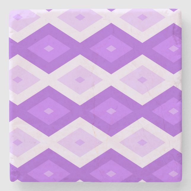 Bright purple diamond pattern stone coaster (Front)