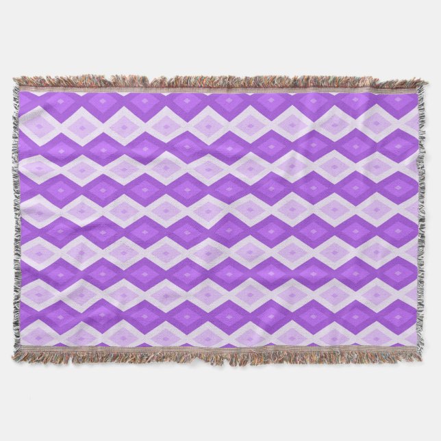 Bright purple diamond pattern throw blanket (Front)