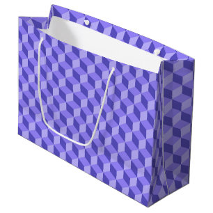 BRIGHT PURPLE GEOMETRIC CUBE PATTERNS LARGE GIFT BAG