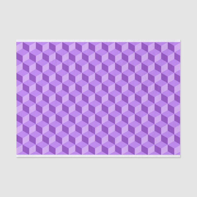 BRIGHT PURPLE GEOMETRIC CUBE PATTERNS TISSUE PAPER (Front)