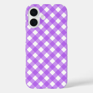 Bright purple gingham iPhone 16 case