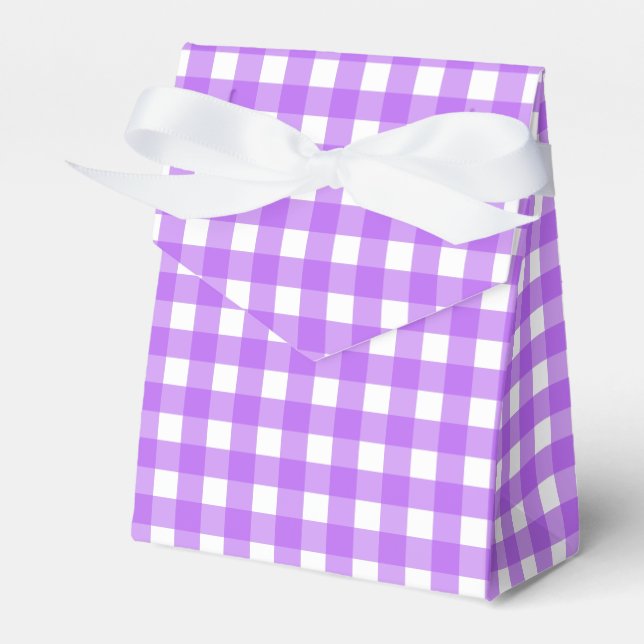 Bright purple gingham favor box (Front Side)