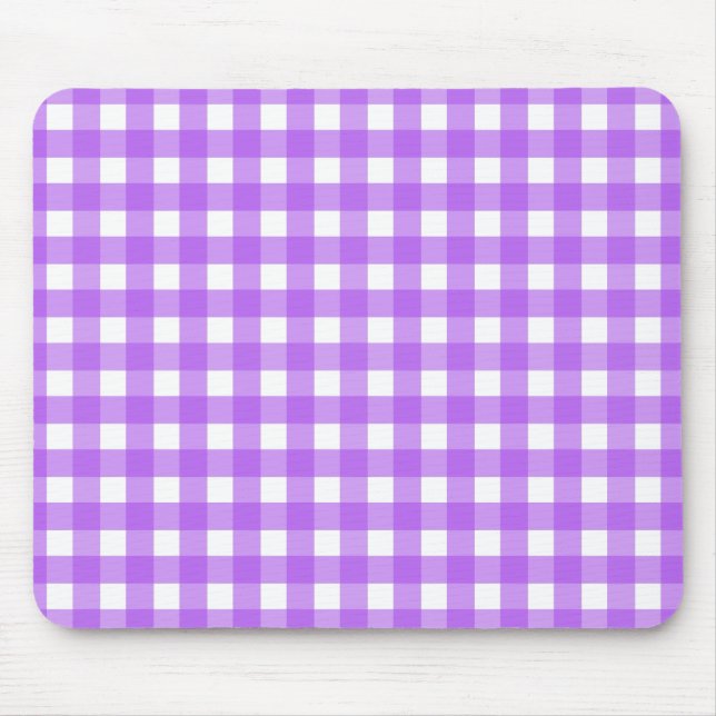 Bright purple gingham mouse pad (Front)