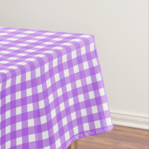 Bright purple gingham tablecloth