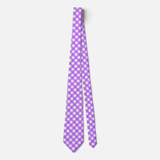 Bright purple gingham tie (Front)