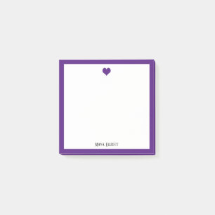 Bright Purple Heart and Border on White with Name Post-it Notes