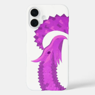 Bright purple heart dragon on white iPhone 16 case