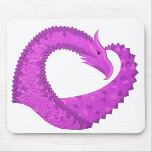 Bright purple heart dragon on white mouse pad