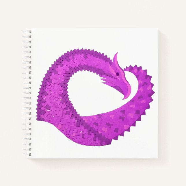 Bright purple heart dragon on white notebook (Front)