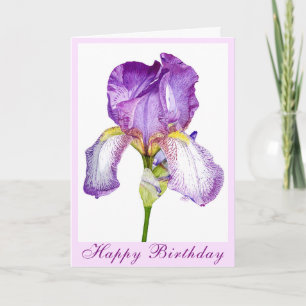 Bright Purple Iris Birthday Folded Card