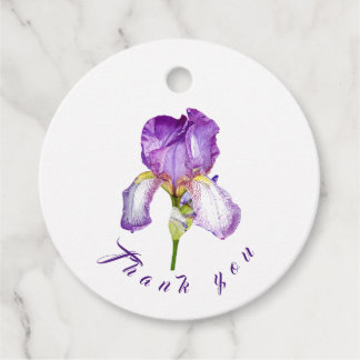 Bright Purple Iris Botanical Art Thank You Tag