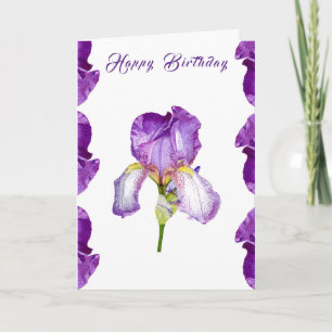 Bright Purple Iris Happy Birthday Folded Card