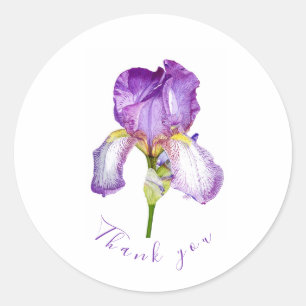 Bright Purple Iris Thank you Classic Round Sticker