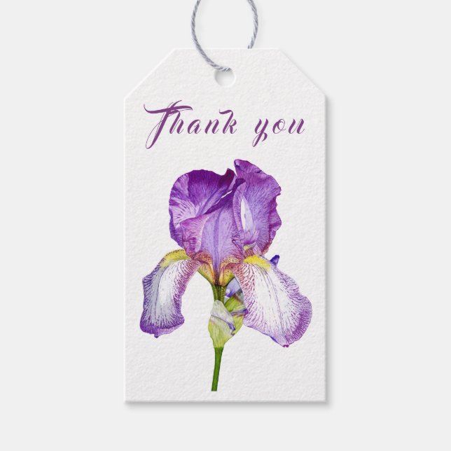 Bright Purple Iris Thank You Gift Tag (Front)