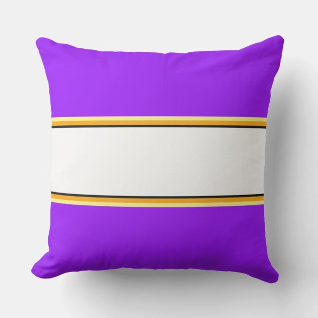 Bright Purple Orange Yellow White Racing Stripes Outdoor Pillow (Front)