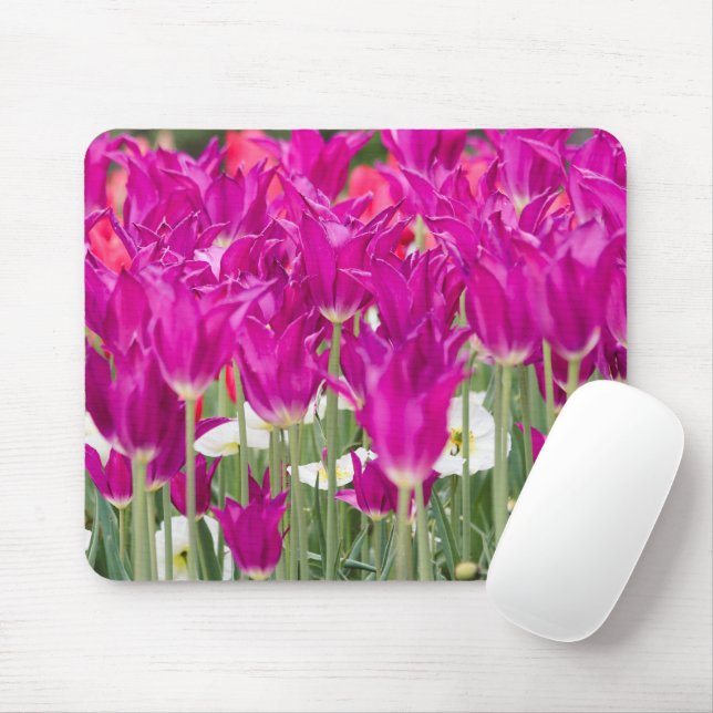 Bright Purple Pink Posies Mouse Pad (With Mouse)