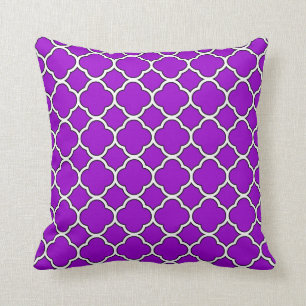 Bright Purple Quatrefoil Throw Pillow