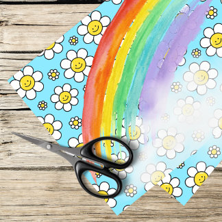 bright rainbow and happy daisies tissue paper