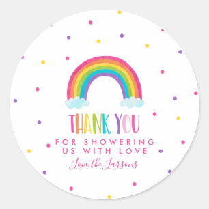 Bright Rainbow Baby Shower Classic Round Sticker