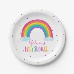 Bright Rainbow Baby Shower Paper Plate