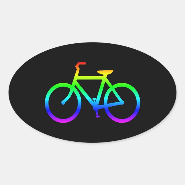 Bright Rainbow Bicycle Oval Sticker (Front)