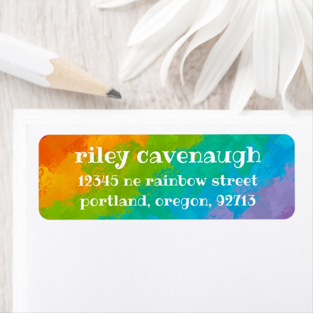 Bright Rainbow Birthday Return Address Labels (Insitu)
