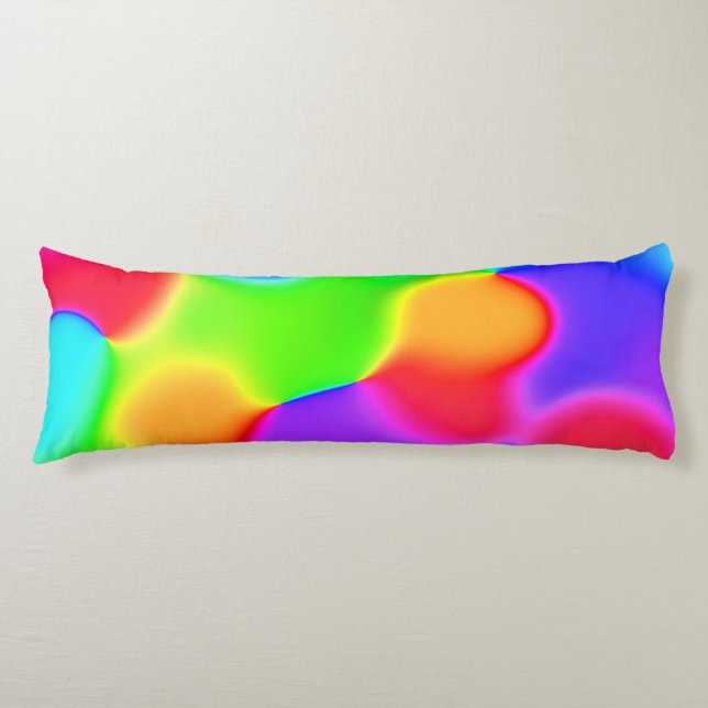 Bright Rainbow Blobs Body Pillow (Front)