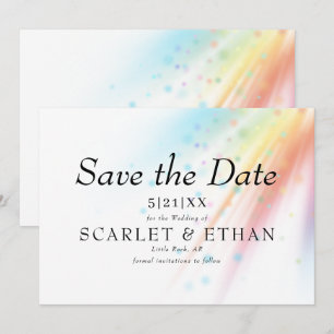 Bright Rainbow Bubble Light LGBTQ Wedding Save The Date