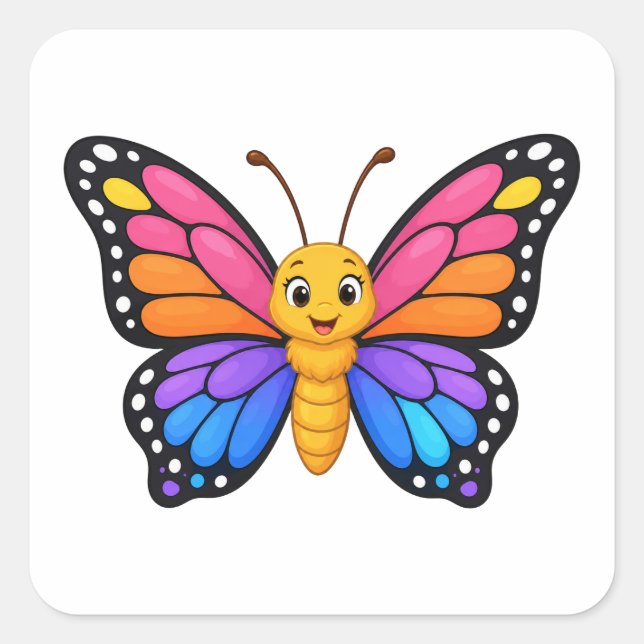 Bright Rainbow Butterfly Gift Wrapping Label (Front)
