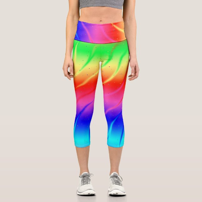 Bright Rainbow Capri Leggings (Front)