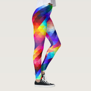 Bright Rainbow Chequered Pattern Leggings