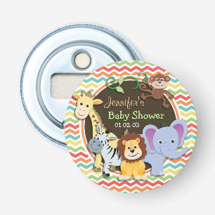 Bright Rainbow Chevron Zoo Animals Baby Shower Bottle Opener