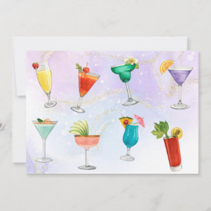 Bright rainbow cocktail party fun drinks celebrat Holiday Card