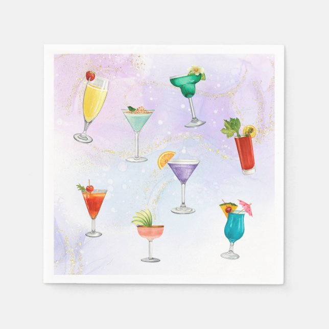 Bright rainbow cocktail party fun drinks celebrate napkin (Front)