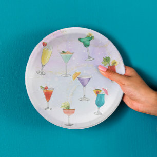 Bright rainbow cocktail party fun drinks celebrate paper plate