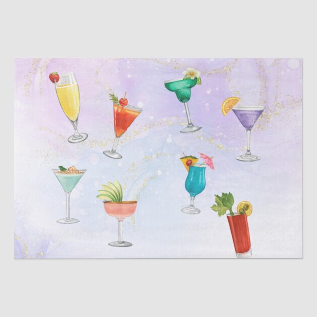 Bright rainbow cocktail party fun drinks celebrate tissue paper (Front)