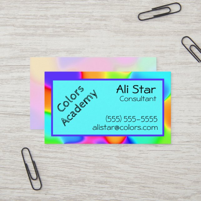 Bright Rainbow Colours Business Cards (Front/Back In Situ)