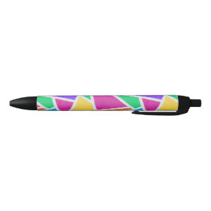 Bright rainbow colours mosaic black ink pen