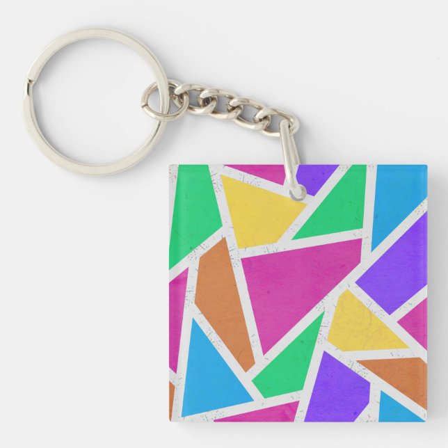 Bright rainbow colours mosaic keychain (Front)