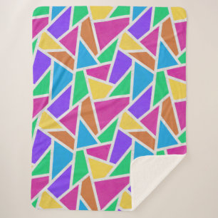 Bright rainbow colours mosaic sherpa blanket