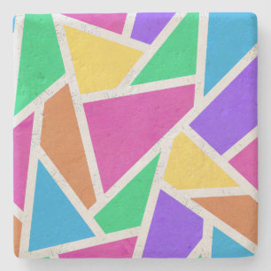 Bright rainbow colours mosaic stone coaster